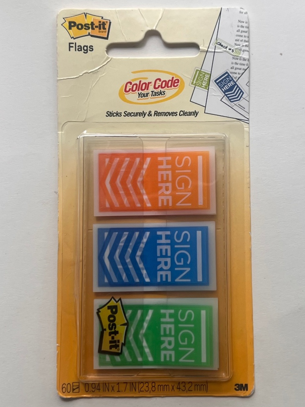 3M POST-IT FLAGS Color code 60 count .94in x 1.7 Sign Here Flags